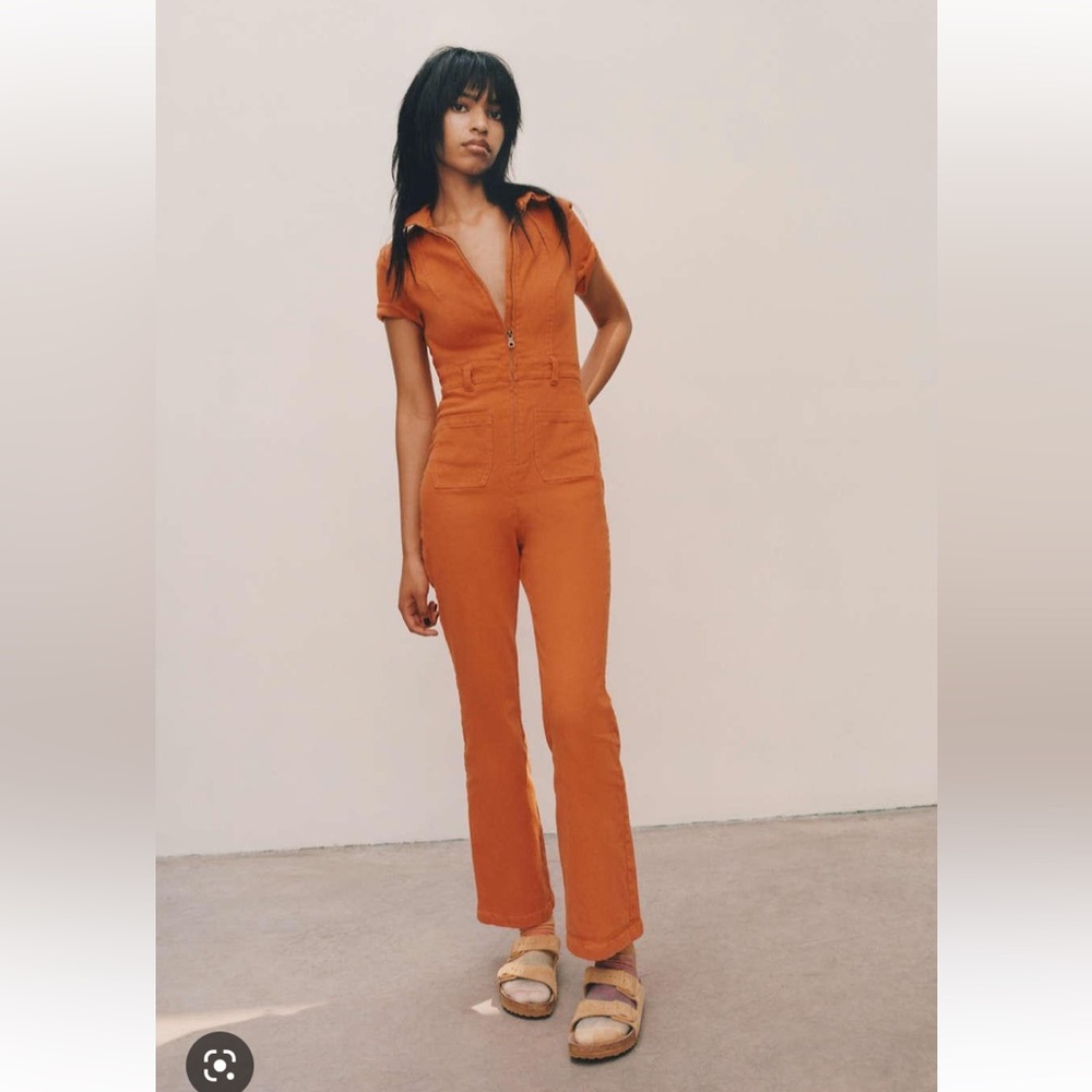 Urban outfitters orange short sleeve jumpsuit